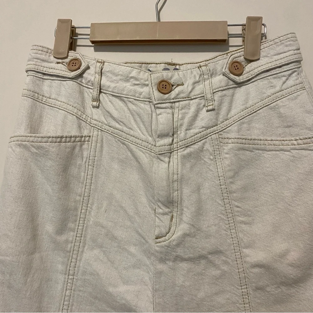 We the Free Off-White Pants with Gold Stitching